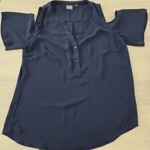New York & Company SOHO blue cold shoulder top M